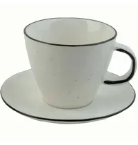 Inspire Kopjes | BLACK PEPPER | Porselein | Wit | 25cl | Incl. Schotels | 4 Stuks | Ø92x75(h)mm