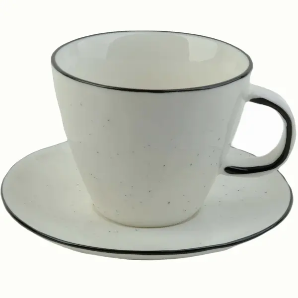 Kopjes | BLACK PEPPER | Porselein | Wit | 25cl | Incl. Schotels | 4 Stuks | Ø92x75(h)mm