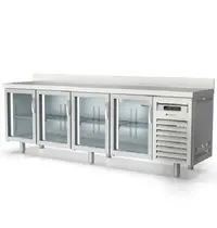 Coreco Koelwerkbank | 600 RANGE | 516L | 4 Glasdeuren | -2°C/+8°C | Statisch + Ventilator | Temperatuuralarm | Achteropstand | 2545x600x850/950(h)mm