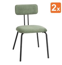 Bolero Stoelen | FAIRFIELD | Stof/Metaal | Groen | Zwart Frame | Indoor | Stapelbaar | 2 Stuks | 485x495x755(h)mm