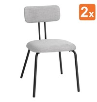 Bolero Stoelen | FAIRFIELD | Stof/Metaal | Grijs | Zwart Frame | Indoor | Stapelbaar | 2 Stuks | 485x495x755(h)mm