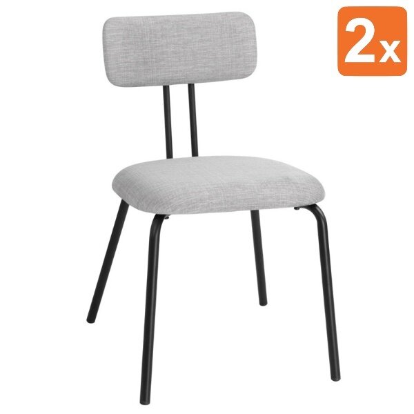 Stoelen | FAIRFIELD | Stof/Metaal | Grijs | Zwart Frame | Indoor | Stapelbaar | 2 Stuks | 485x495x755(h)mm