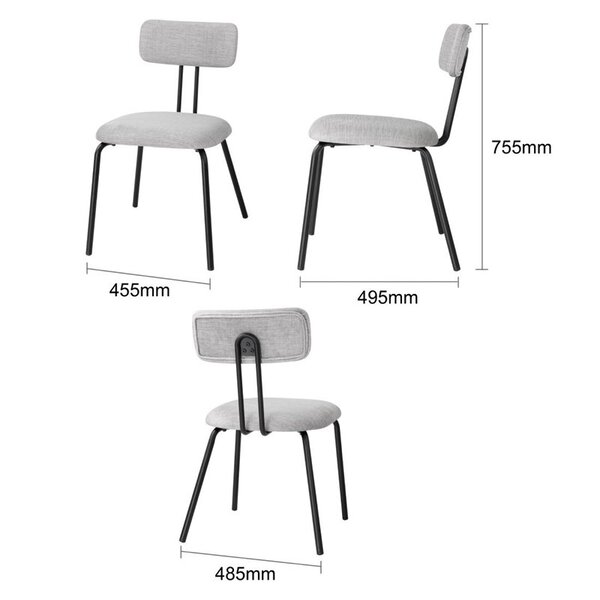 Stoelen | FAIRFIELD | Stof/Metaal | Grijs | Zwart Frame | Indoor | Stapelbaar | 2 Stuks | 485x495x755(h)mm