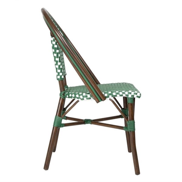 Stoelen | Rotan/Aluminium | Groen | Houtlook Frame | In-/Outdoor | Stapelbaar | 2 Stuks | 450x520x895(h)mm