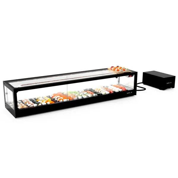Sushivitrine | LOGIC | Zwart | 0°C/+4°C | Statisch | Losse Koelunit (Inbouw) | 1 Niveau | 1540x380x300(h)mm