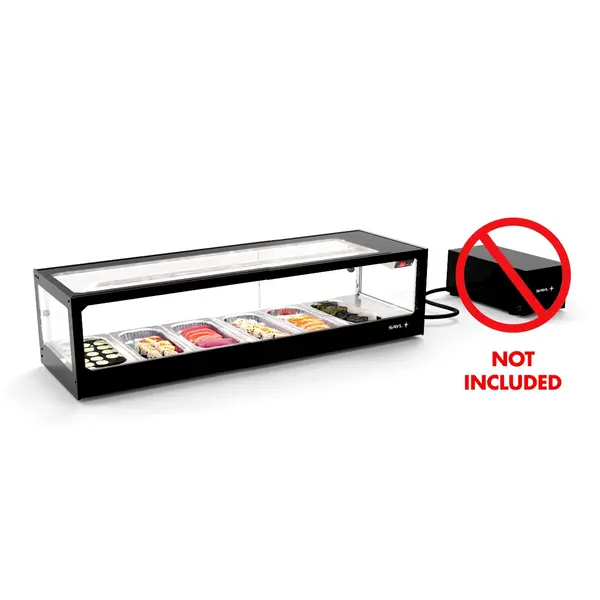 Sushivitrine | LOGIC | Zwart | 6x 1/3 GN | 0°C/+4°C | Statisch | 1 Niveau | Externe Koeling (Excl.) | 1190x380x300(h)mm