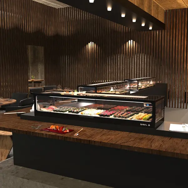 Sushivitrine | LOGIC | Zwart | 6x 1/3 GN | 0°C/+4°C | Statisch | 1 Niveau | Externe Koeling (Excl.) | 1190x380x300(h)mm