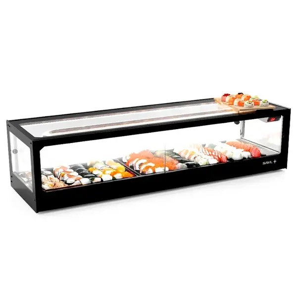 Sushivitrine | LOGIC | Zwart | 0°C/+4°C | Statisch | 1 Niveau | Externe Koeling (Excl.) | 1190x380x300(h)mm