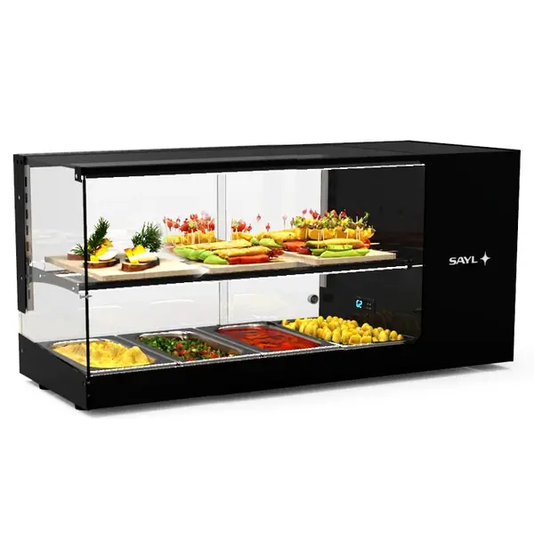Tapasvitrine | LOGIC | Zwart | 4x 1/3 GN | +2°C/+6°C | Statisch | 2 Niveaus | 970x380x460(h)mm