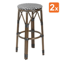 Bolero Barkrukken | Rotan/Aluminium | Zwart | Houtlook Frame | In-/Outdoor | Stapelbaar | 2 Stuks | Ø360x755(h)mm