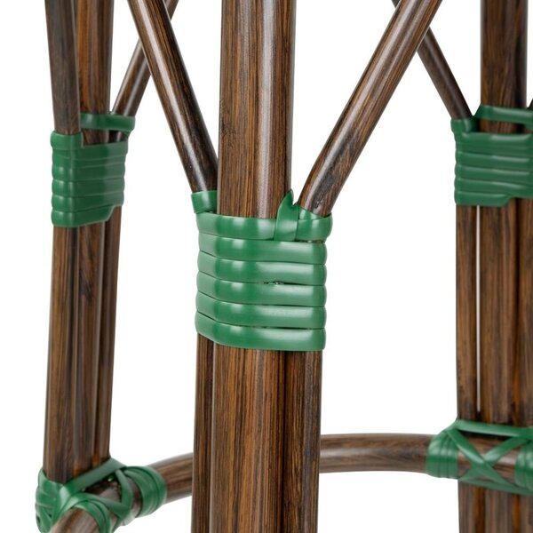 Barkrukken | Rotan/Aluminium | Groen | Houtlook Frame | In-/Outdoor | Stapelbaar | 2 Stuks | Ø360x755(h)mm