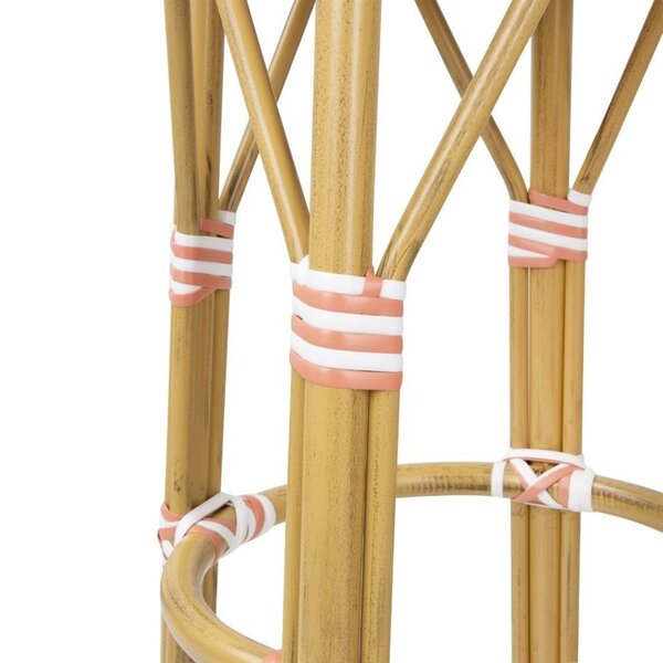 Barkrukken | Rotan/Aluminium | Koraal | Houtlook Frame | In-/Outdoor | Stapelbaar | 2 Stuks | Ø360x755(h)mm