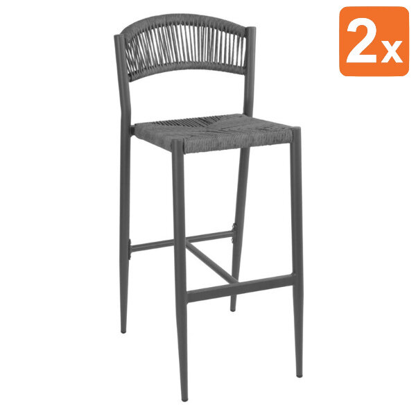 Barkrukken | EDEN | Rotan/Aluminium | Antraciet | Donkergrijs Frame | In-/Outdoor | 2 Stuks | 425x530x1040(h)mm