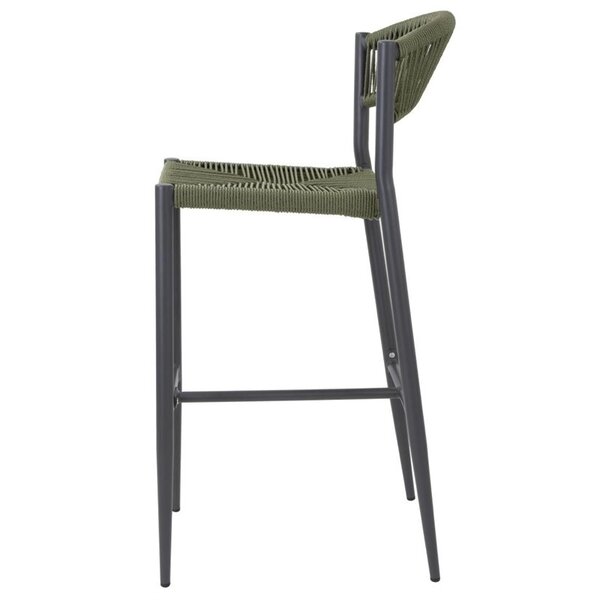 Barkrukken | EDEN | Rotan/Aluminium | Groen | Donkergrijs Frame | In-/Outdoor | 2 Stuks | 425x530x1040(h)mm
