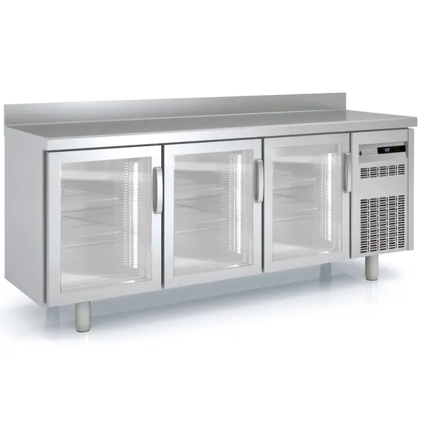 Vrieswerkbank | 600 RANGE | 380L | 3 Glasdeuren | -15°C/-20°C | Statisch + Ventilator | Temperatuuralarm | Achteropstand | 2020x600x850/950(h)mm