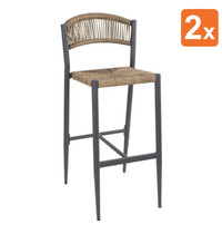 Bolero Barkrukken | EDEN | Rotan/Aluminium | Naturel | Donkergrijs Frame | In-/Outdoor | 2 Stuks | 425x530x1040(h)mm