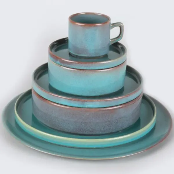 Diepe Borden | LAGUNA | Keramiek | Azuurblauw | 6 Stuks | Ø210x50(h)mm