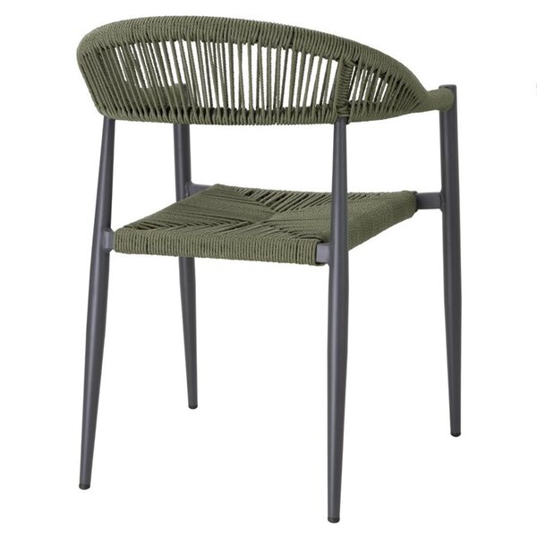 Stoelen | EDEN | Rotan/Aluminium | Groen | Donkergrijs Frame | In-/Outdoor | Stapelbaar | 4 Stuks | 595x572x768(h)mm