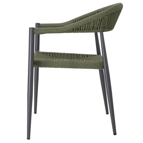 Stoelen | EDEN | Rotan/Aluminium | Groen | Donkergrijs Frame | In-/Outdoor | Stapelbaar | 4 Stuks | 595x572x768(h)mm
