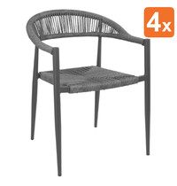 Bolero Stoelen | EDEN | Rotan/Aluminium | Antraciet | Donkergrijs Frame | In-/Outdoor | Stapelbaar | 4 Stuks | 595x572x768(h)mm