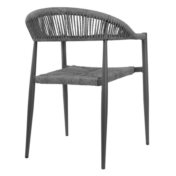Stoelen | EDEN | Rotan/Aluminium | Antraciet | Donkergrijs Frame | In-/Outdoor | Stapelbaar | 4 Stuks | 595x572x768(h)mm