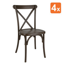 Bolero Stoelen | MANHATTAN | Hars | Houtlook | In-/Outdoor | Stapelbaar | 4 Stuks | 460x435x885(h)mm 