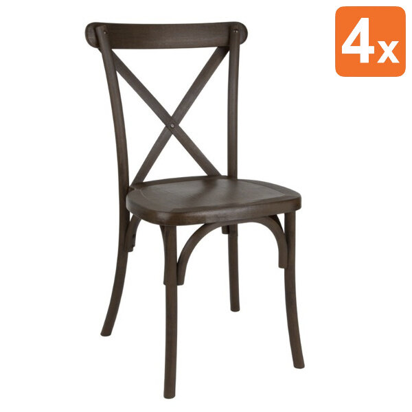 Stoelen | MANHATTAN | Hars | Houtlook | In-/Outdoor | Stapelbaar | 4 Stuks | 460x435x885(h)mm