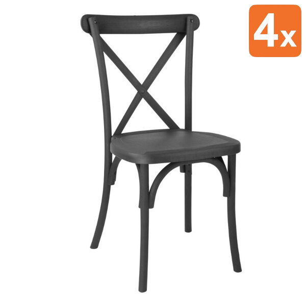Stoelen | MANHATTAN | Hars | Zwart | In-/Outdoor | Stapelbaar | 4 Stuks | 460x435x885(h)mm