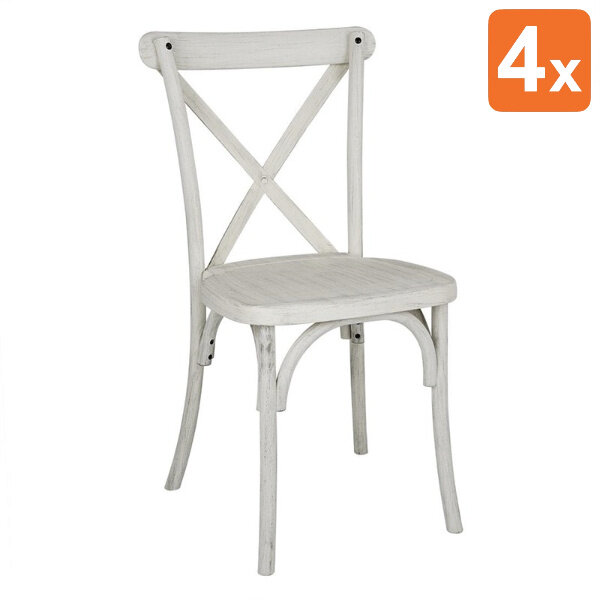 Stoelen | MANHATTAN | Hars | Wit | In-/Outdoor | Stapelbaar | 4 Stuks | 460x435x885(h)mm