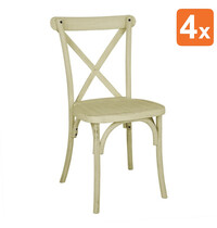 Bolero Stoelen | MANHATTAN | Hars | Naturel | In-/Outdoor | Stapelbaar | 4 Stuks | 460x435x885(h)mm 
