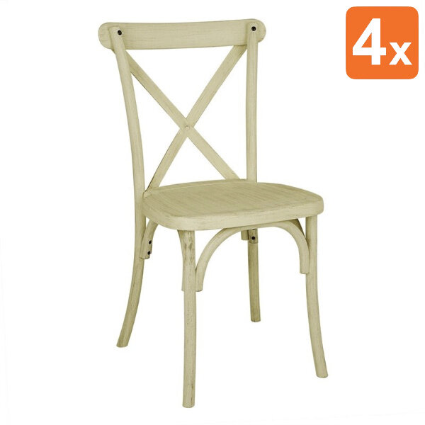 Stoelen | MANHATTAN | Hars | Naturel | In-/Outdoor | Stapelbaar | 4 Stuks | 460x435x885(h)mm