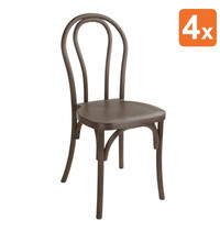Bolero Stoelen | SOHO BENTWOOD | Hars | Houtlook | In-/Outdoor | Stapelbaar | 4 Stuks | 410x435x915(h)mm