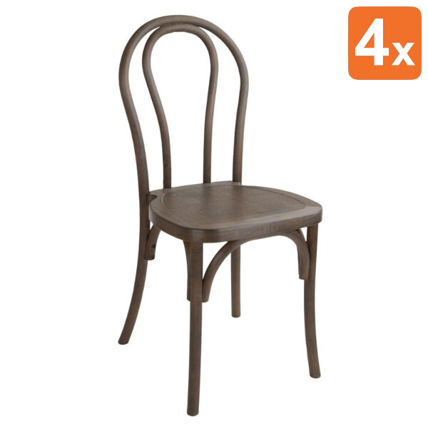 Stoelen | SOHO BENTWOOD | Hars | Houtlook | In-/Outdoor | Stapelbaar | 4 Stuks | 410x435x915(h)mm
