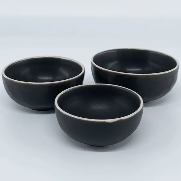 Dipschaaltjes | EDGE | Keramiek | Zwart | 6cl | 6 Stuks | Ø80x35(h)mm