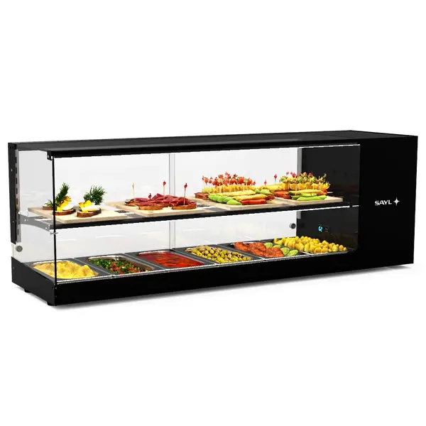 Tapasvitrine | LOGIC | Zwart | 6x 1/3 GN | +2°C/+6°C | Statisch | 2 Niveaus | 1320x380x460(h)mm