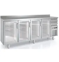 Coreco Koelwerkbank | 600 RANGE | 684L | 4 Glasdeuren + 2 Laden | -2°C/+8°C | Statisch + Ventilator | Temperatuuralarm | Achteropstand | 2545x600x1040/1140(h)mm