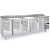 Coreco Koelwerkbank | 600 RANGE | 863L | 5 Glasdeuren + 2 Laden | -2°C/+8°C | Statisch + Ventilator | Temperatuuralarm | Achteropstand | 3070x600x1040/1140(h)mm