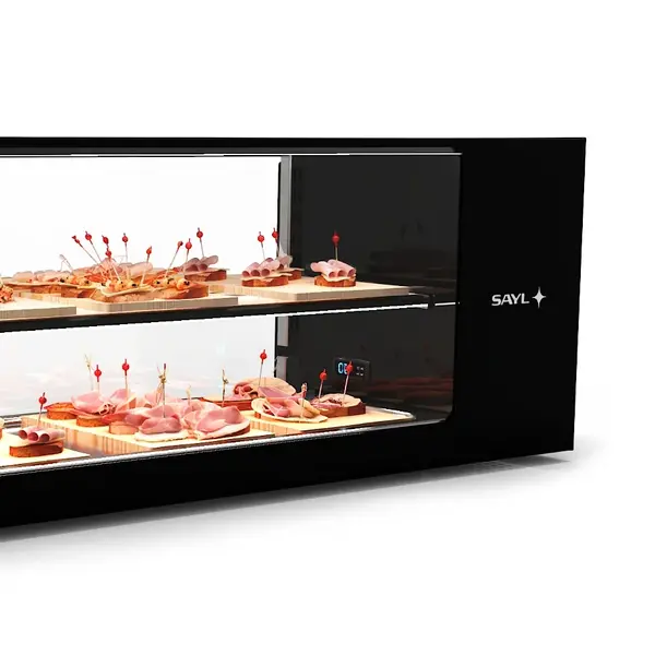 Tapasvitrine | LOGIC | Zwart | +2°C/+6°C | Statisch | 2 Niveaus | 1320x380x460(h)mm