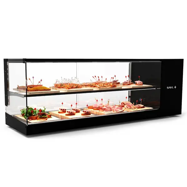 Tapasvitrine | LOGIC | Zwart | +2°C/+6°C | Statisch | 2 Niveaus | 1320x380x460(h)mm