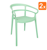 Bolero Stoelen | MATEO | Plastic | Mintgroen | In-/Outdoor | Stapelbaar | 2 Stuks | 545x485x755(h)mm