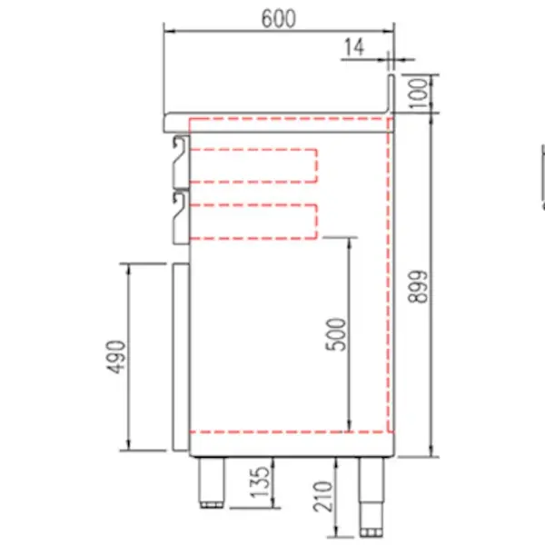 Werkbank | 600 RANGE | RVS | Draaideur + Laden | Achteropstand | 475x600x1040/1140(h)mm