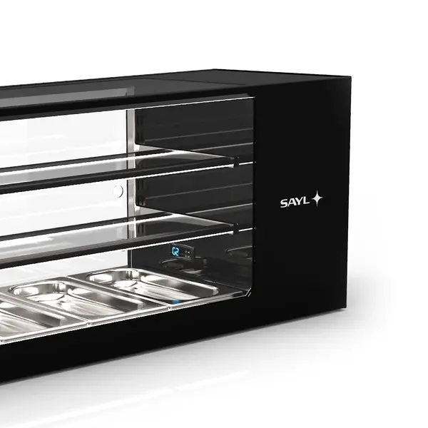 Tapasvitrine | LOGIC | Zwart | 4x 1/3 GN | +2°C/+6°C | Statisch | 3 Niveaus | 970x380x460(h)mm