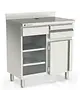 Coreco Koffiewerkbank | 600 RANGE | RVS | Draaideur + Afkloplade + Lade | Dubbel Tussenschap | Achteropstand | 990x600x1040/1140(h)mm 
