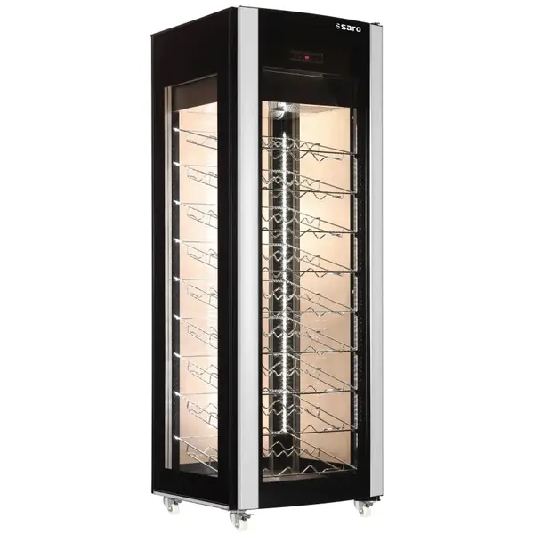 Wijnkoelvitrine | 400L (81x 75cl) | Zwart/RVS | +5°C/+18°C | Geforceerd | Wielen (Geremd) | 656x653x1892(h)mm