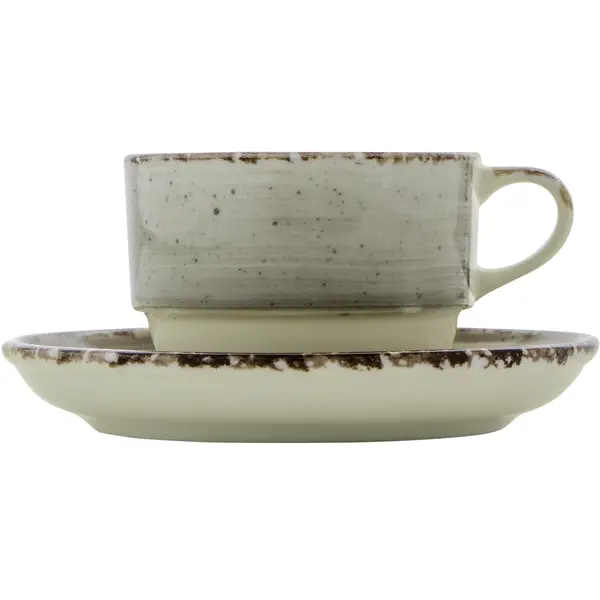 Kopjes | ENT TERRA | Porselein | Ecru  | 17cl | Incl. Schotels | 12 Stuks | Ø80x75(h)mm