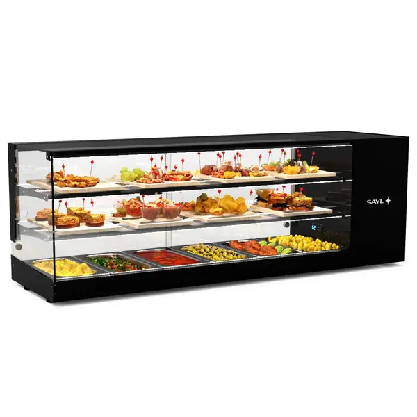 Tapasvitrine | LOGIC | Zwart | 6x 1/3 GN | +2°C/+6°C | Statisch | 3 Niveaus | 1320x380x460(h)mm