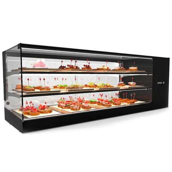 Tapasvitrine | LOGIC | Zwart | +2°C/+6°C | Statisch | 3 Niveaus | 1320x380x460(h)mm