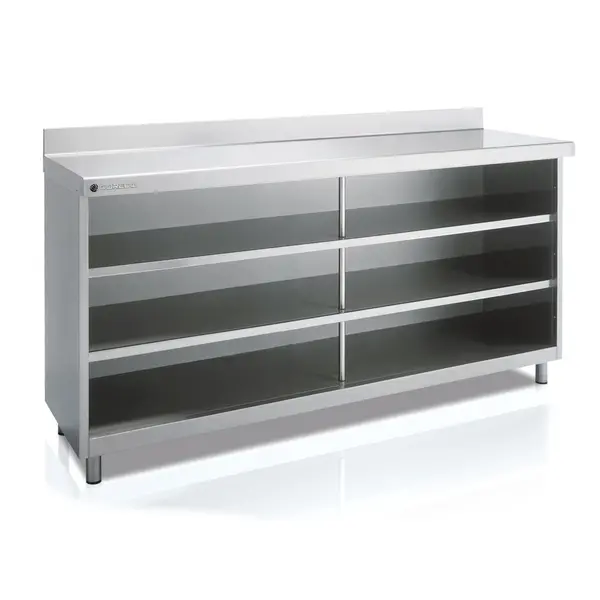 Werkbank | 600 RANGE | RVS | Open Vak | Diepte 600 | Hoogte 1040/1140 | Breedte 990-2020 | Achteropstand