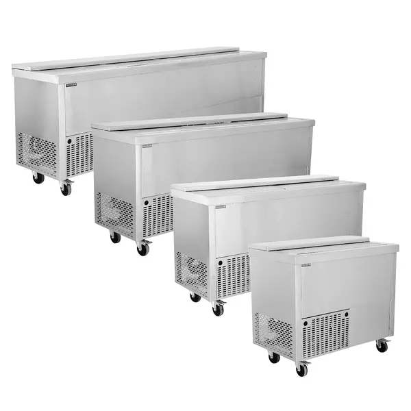 Koelkist | SERIE BHC | RVS | 615L | +2°C/+8°C | Statisch | Schuifdeksel (Dicht) + Werkblad | Wielen (Geremd) | 2005x565x930(h)mm