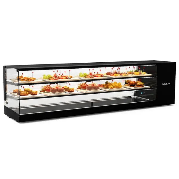 Tapasvitrine | LOGIC | Zwart | +2°C/+6°C | Statisch | 3 Niveaus | 1680x380x460(h)mm